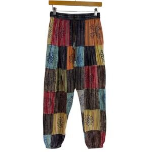 Rising International Patchwork Cotton Pants Sz 6 Boho Hippie Festival Joggers
